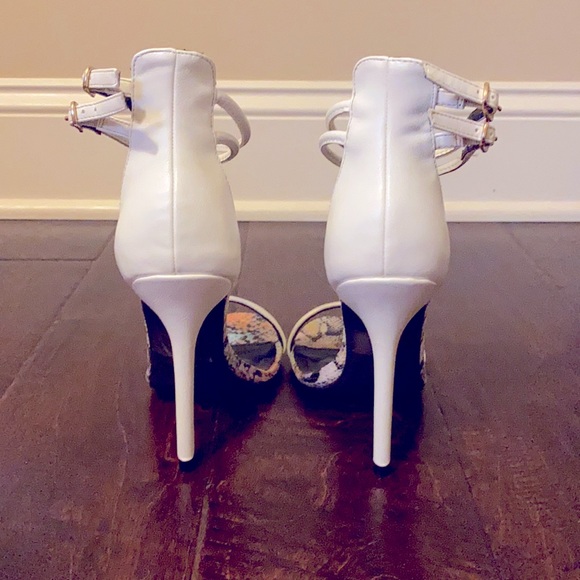 NBW Wild Diva Multicolor Snake Print White Heels - Picture 6 of 10